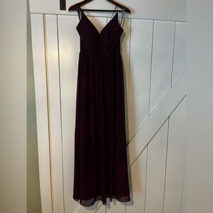 Bill Levkoff dark purple bridesmaids dress